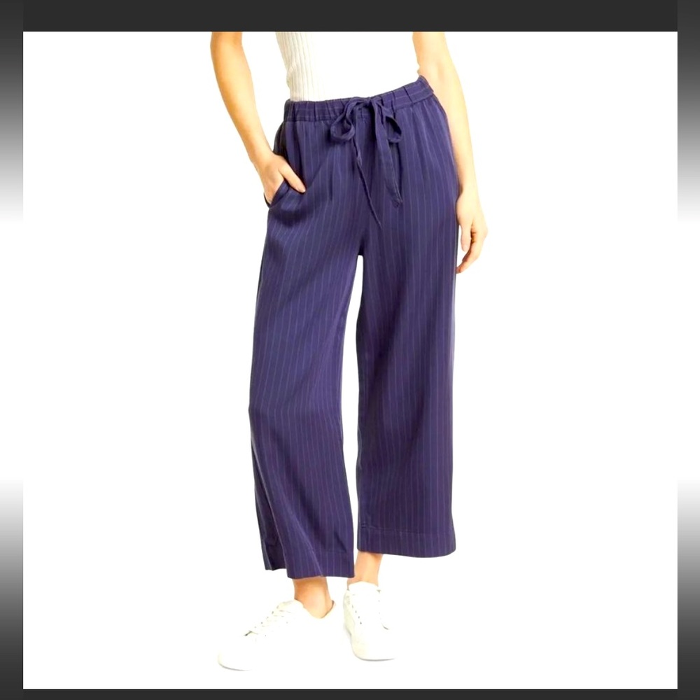 Marine Layer Aly Wide Leg Pant Navy Stripe